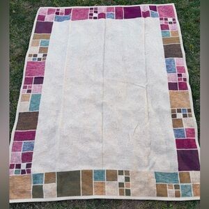 VTG Biederlack MCM Geometric Stained Glass Reversible Throw Blanket 59x74 Soft